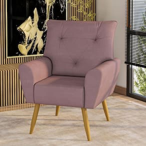 Poltrona Matrix Dalia com Pés de Madeira e Revestida em Veludo Turquey