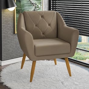 Poltrona Matrix Doca com Pés de Madeira e Revestida em Veludo Turquey