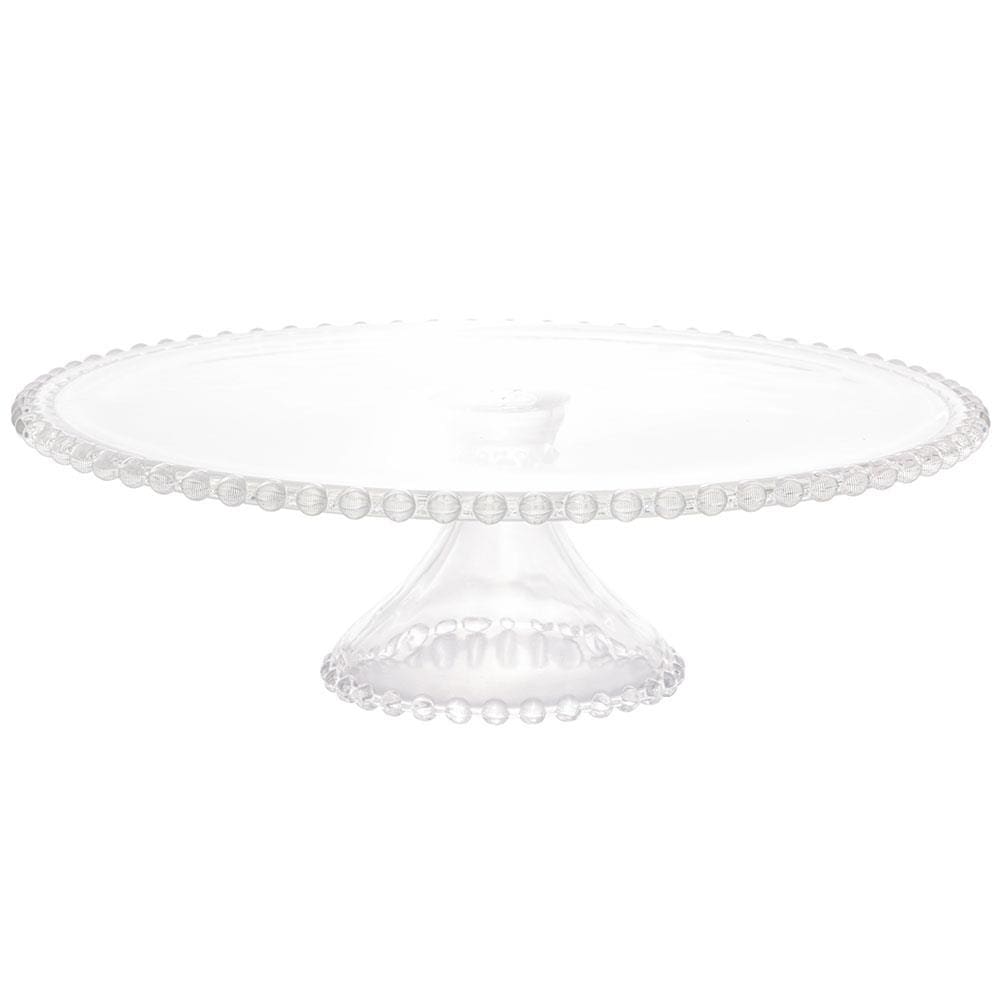 Prato para Bolo Wolff Pearl com Pedestal em Cristal - 31 cm