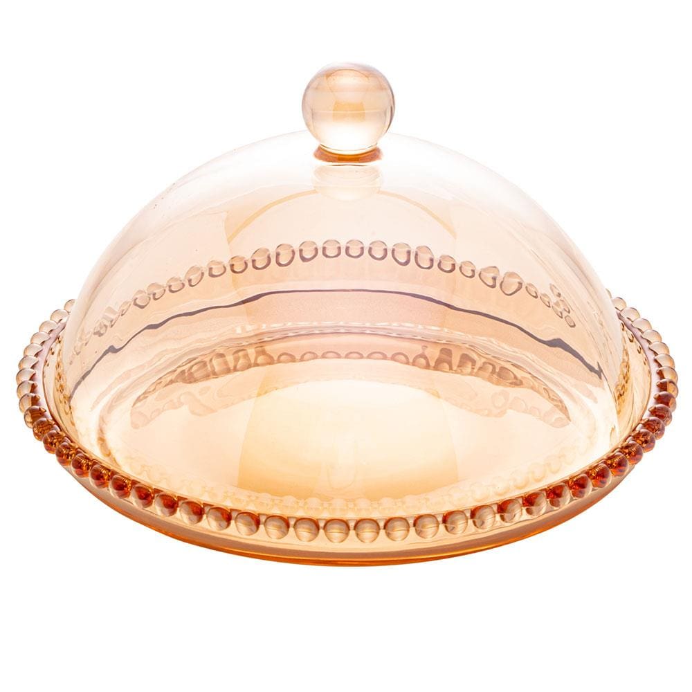 Queijeira de Cristal Wolff Gourmet Pearl Âmbar - 20 cm