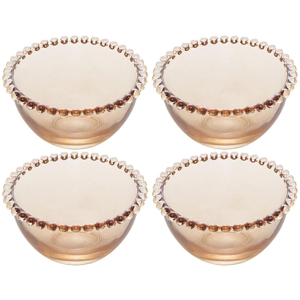 Conjunto de Bowls Wolff Pearl em Cristal Âmbar 450 ml - 4 Peças