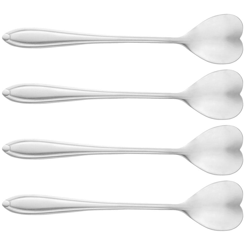 Conjunto de Colheres para Chá Wolff Heart em Aço Inox Prata - 4 Peças
