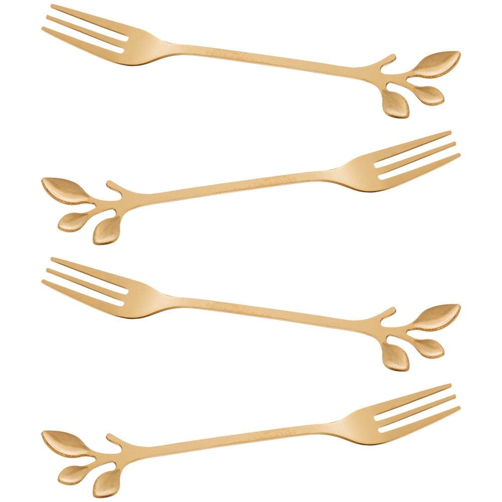 Conjunto Garfos para Aperitivo Wolff Gourmet Dourado - 4 Peças