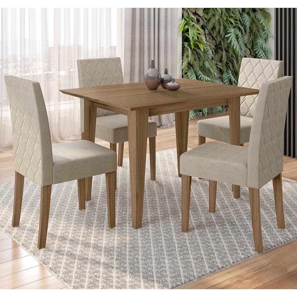 Conjunto Mesa de Jantar 1,20m - 4452 + 4 Cadeiras - LUIZA