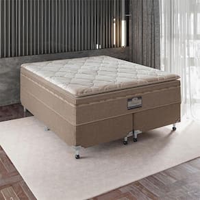 Cama Box King Size Portobel Potenza Platinum com Molas LFK e Pillow Top 74x193x203cm - Bege Claro
