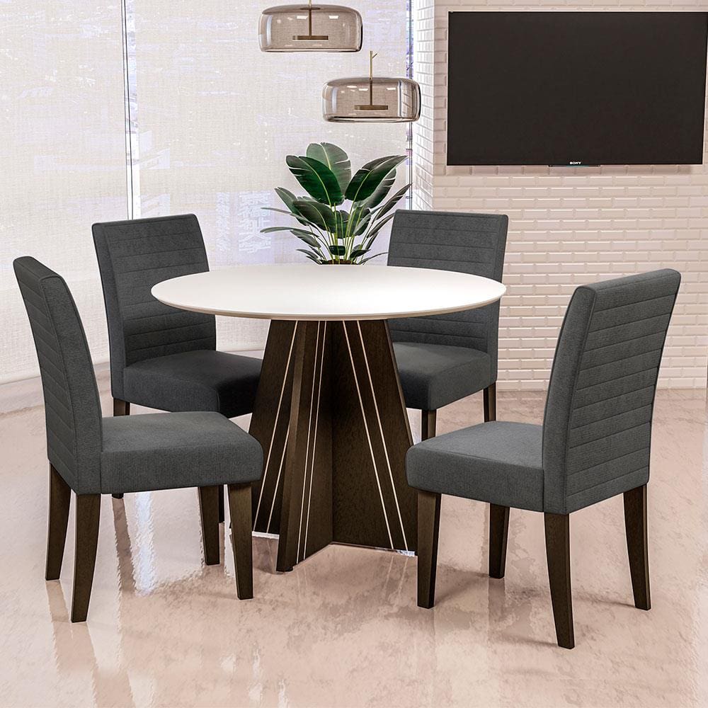 Conjunto de Sala de Jantar com Mesa e Quatro Cadeiras Marrons - Larshopping