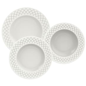 Conjunto com 12 Pratos Tramontina Ingrid em Porcelana - Branco