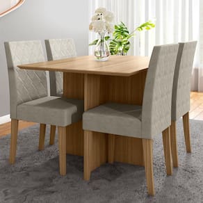 Mesa de Jantar Retangular Poliman Helo com 4 Cadeiras - 120 cm de Largura