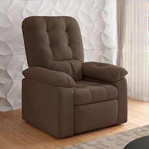 Poltrona Besthouse Estoril, Reclinável, com Apoio para os Pés e Revestida em Suede Veludo