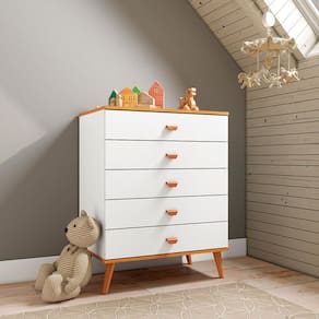 Cômoda Infantil Bartira Ternura com 5 Gavetas - 70,8cm de largura