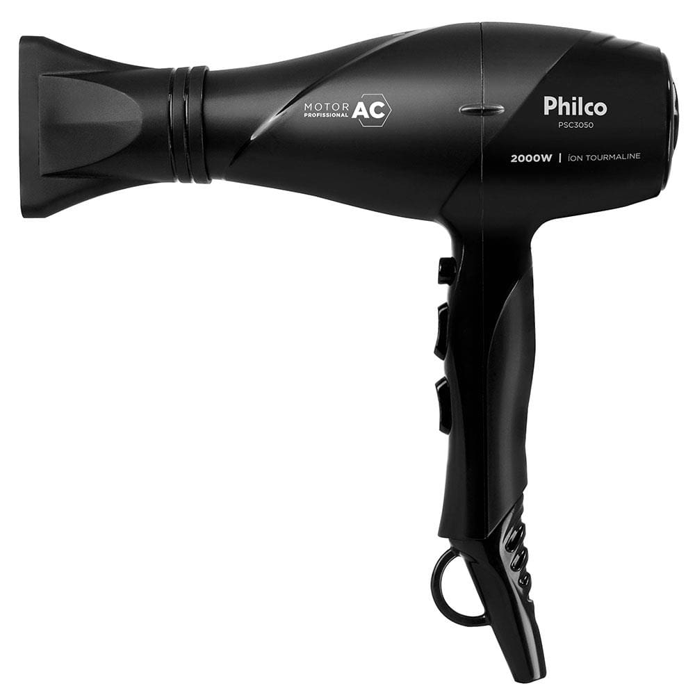Secador de Cabelos Philco PSC3050 com Íon Tourmaline Motor AC Profissional Preto – 2000W - 220V