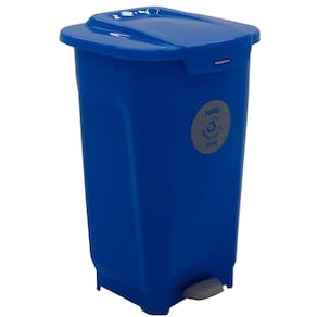 Lixeira para Coleta Seletiva com Pedal Tramontina T-Force em Polipropileno Azul - 50 L