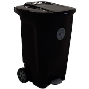 Lixeira para Coleta Seletiva Tramontina T-Force com Pedal e Rodas em Polipropileno Marrom - 100 L
