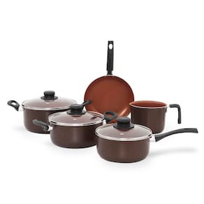 Conjunto de Panelas 5 Peças Multiflon Terracota com Revestimento Antiaderente Ultra7 e Tampas de Vidro - Marrom