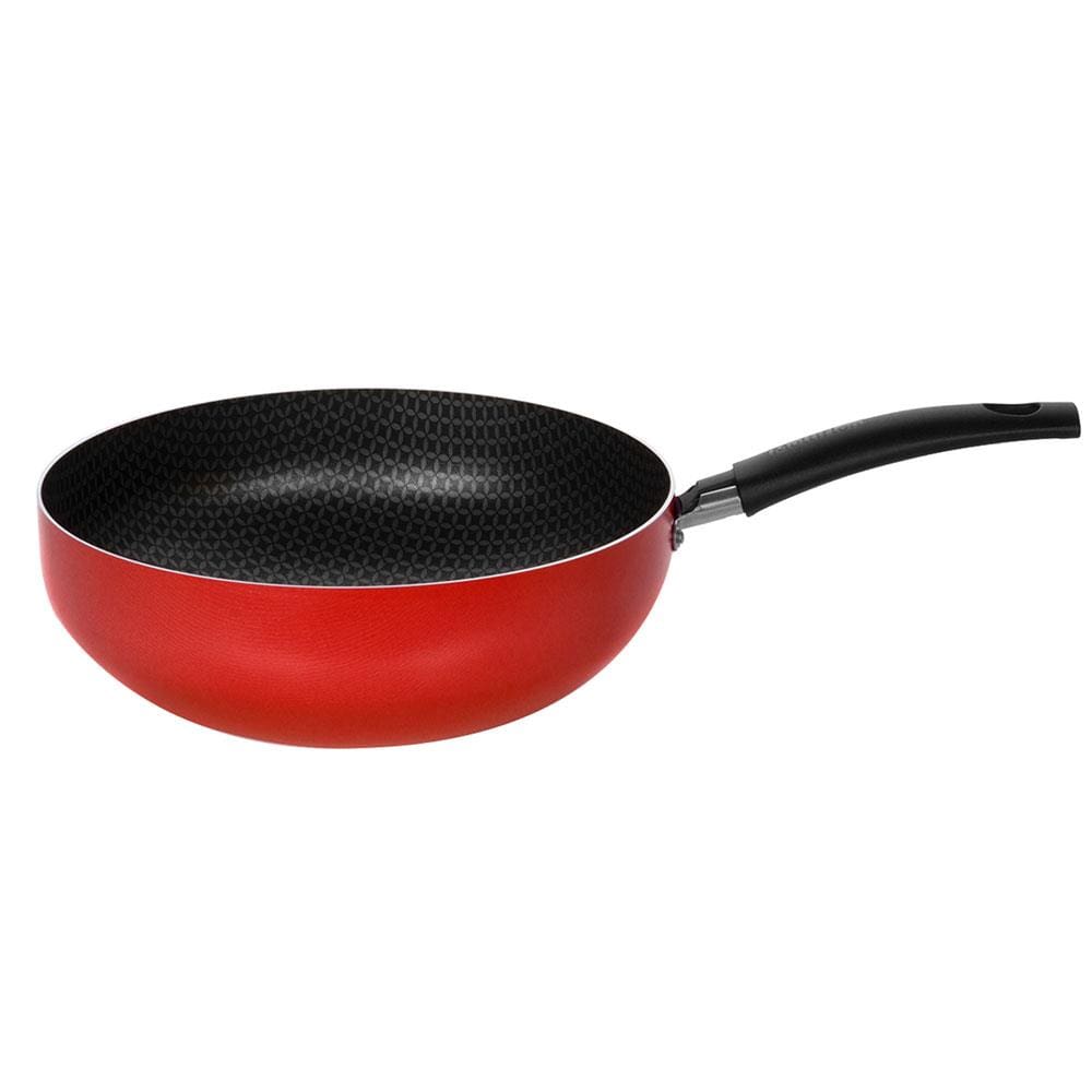 Frigideira Wok Multiflon Color com Revestimento Ultra 7 Vermelha - 24 cm