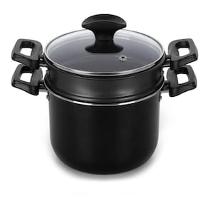 Cuscuzeira Multiflon Induct+ Antiaderente Quartzo Preta - 16 cm