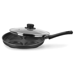 Frigideira para Ovos Multiflon Gourmet com Revestimento Antiaderente Ultra 7 Preta e Tampa - 26 cm