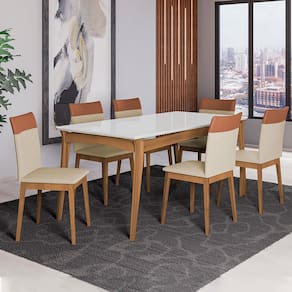 Conjunto Sala De Jantar Nápoles Tampo Vidro/MDF com 8 Cadeiras Luísa Smart  Plus Cel Móveis