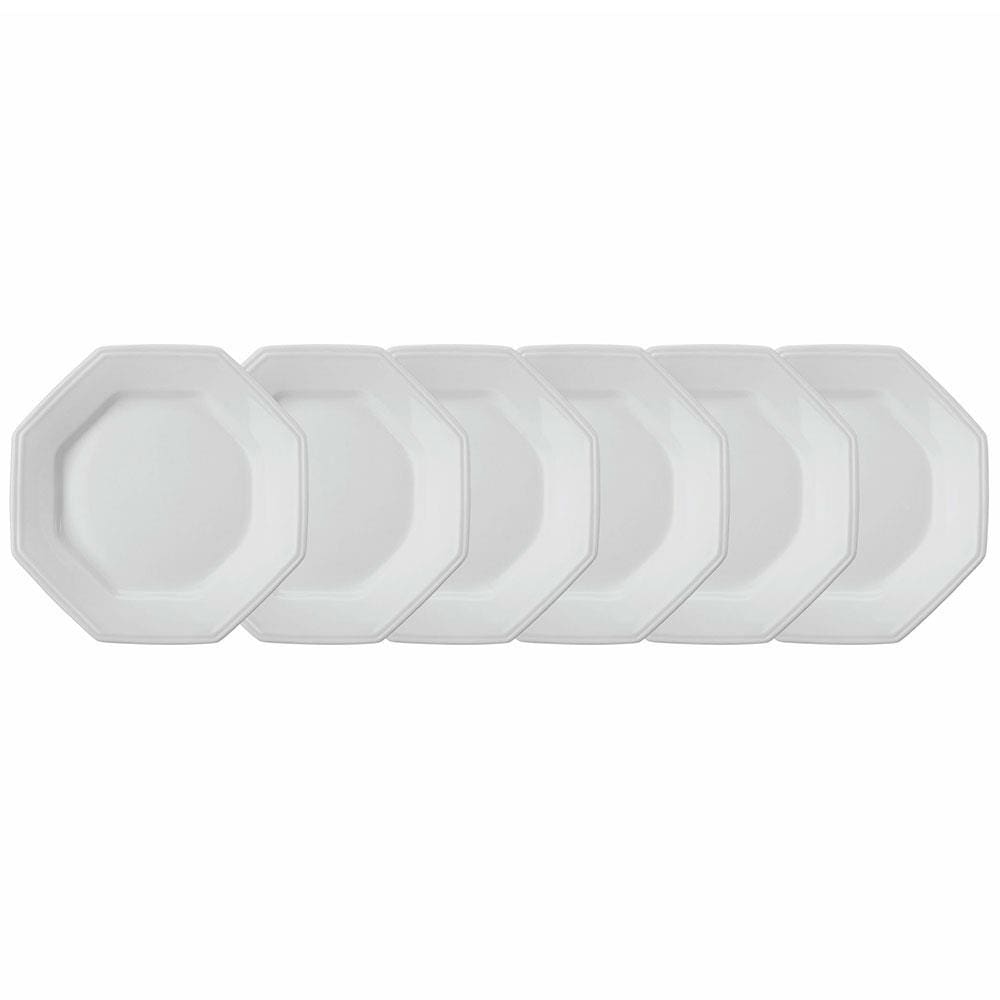 Conjunto com 6 Pratos de Sobremesa Schmidt Prisma em Porcelana 20,5 cm - Branco