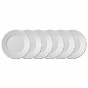 Conjunto com 6 Pratos Rasos Schmidt Pomerode em Porcelana 26 cm - Branco