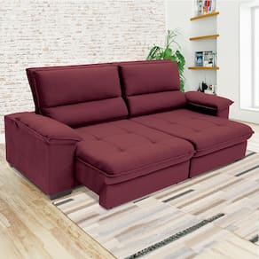 Sofá de 3 Lugares Linoforte Barcellos com 200 cm de Largura, Retrátil/Reclinável, com Revestimento em Tecido Suede