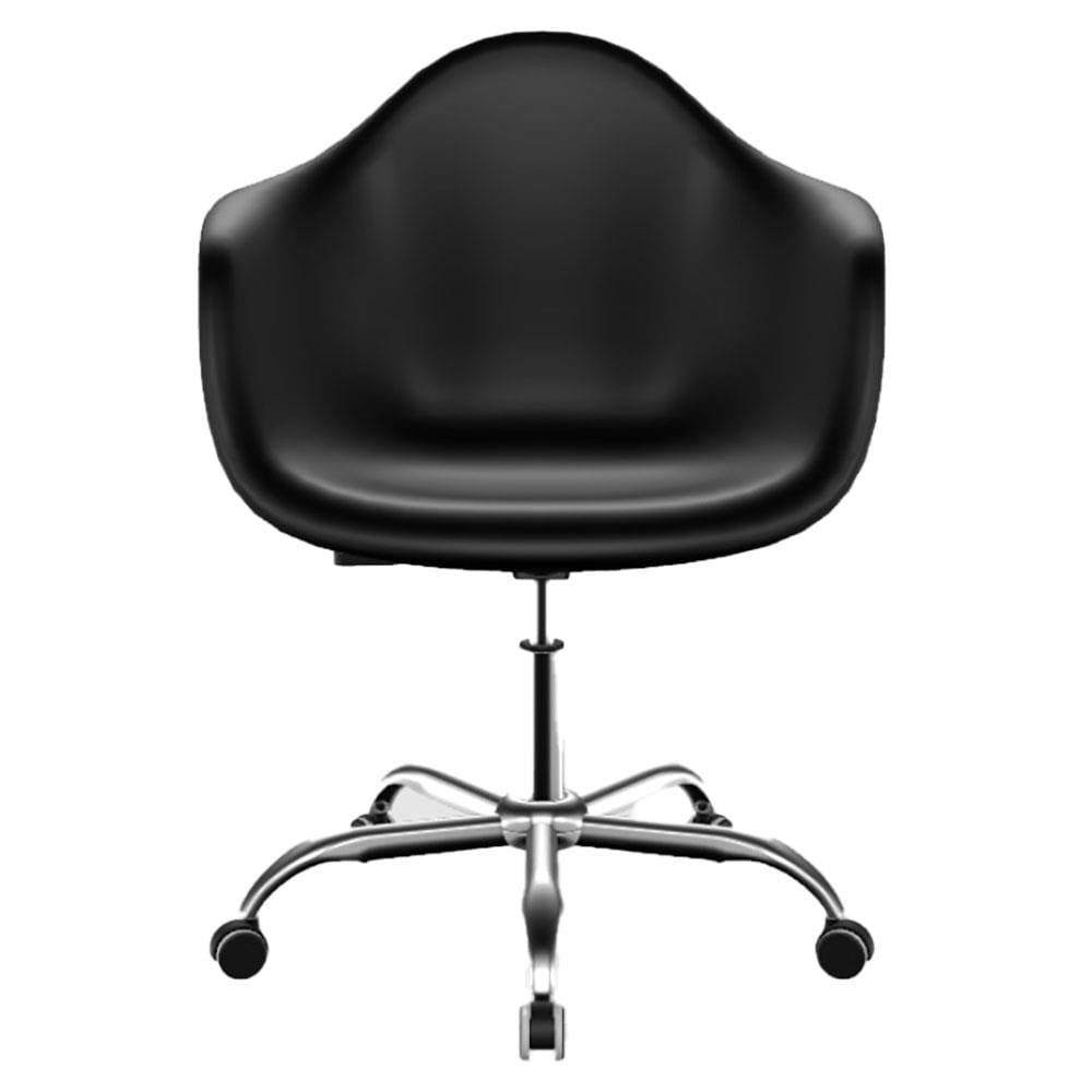 Cadeira de Escritório Giratória SeatCo Eames Arm PP com Regulagem de Altura e Pés com Rodízios - Preto