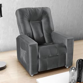 Poltrona Matrix MX5 Pallas com Encosto Reclinável e Apoio para os Pé, Revestida em Veludo