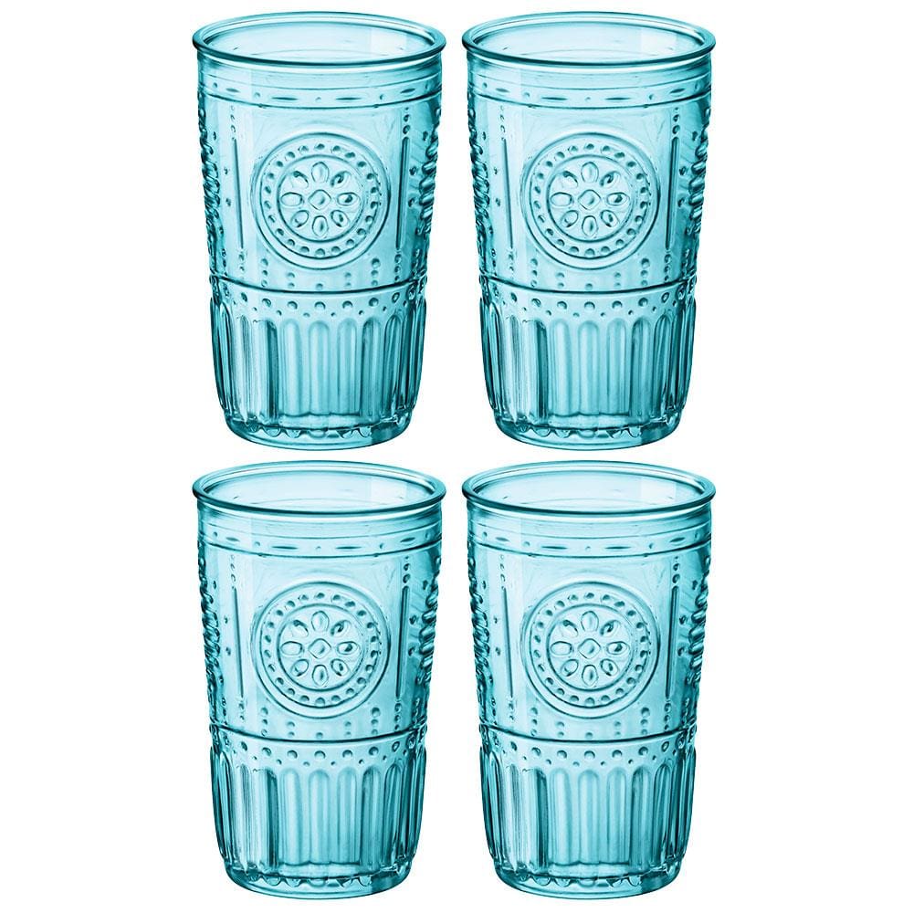 Conjunto de Copos Luigi Bormioli Cooler Romantic Azul 475 ml - 4 Peças