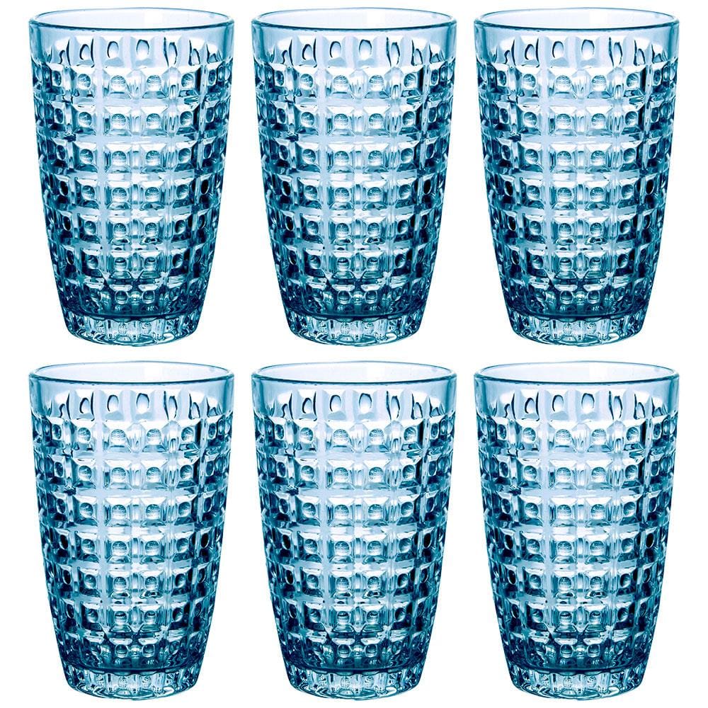 Conjunto de Copos L'Hermitage Chevalier em Vidro Azul 355ml - 6 Peças
