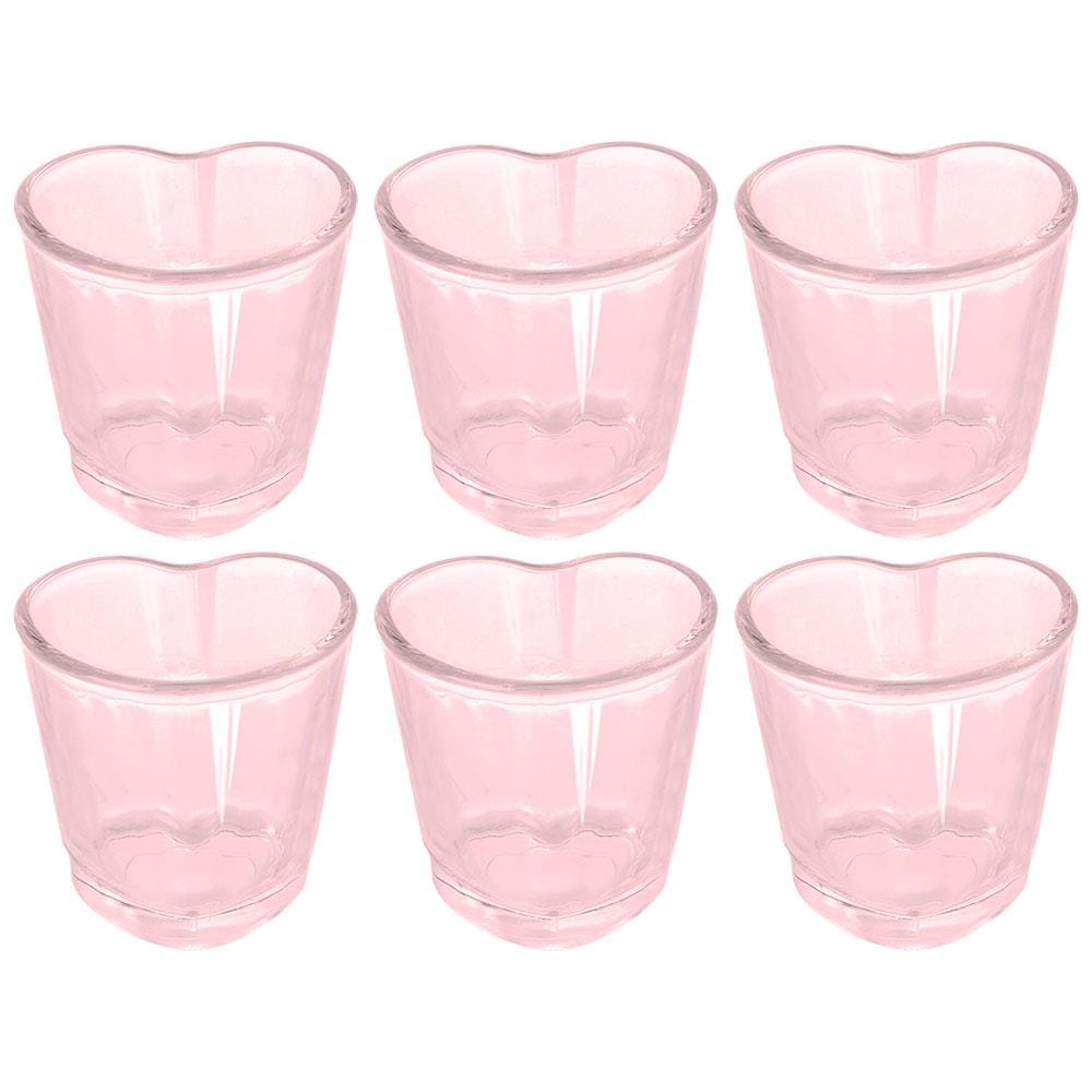 Conjunto de Copos para Shot Dynasty Love em Vidro Rosa 45ml - 6 Peças