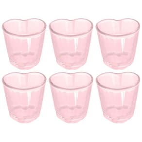 Conjunto de Copos para Shot Dynasty Love em Vidro Rosa 45ml - 6 Peças