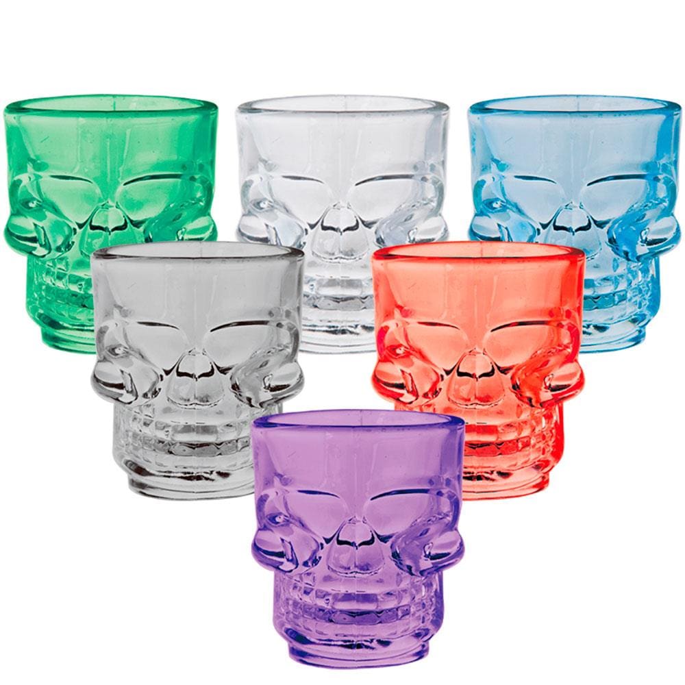 Conjunto de Copos para Shot Dynasty Skull Mug em Vidro Colorido 50ml - 6 Peças