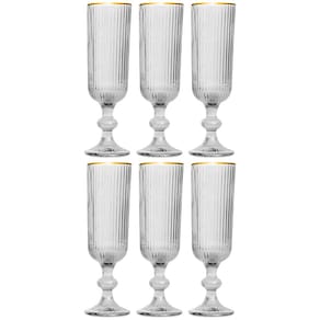 Conjunto de Taças L'Hermitage Cameratta em Vidro com Borda Dourada 160ml - 6 Peças