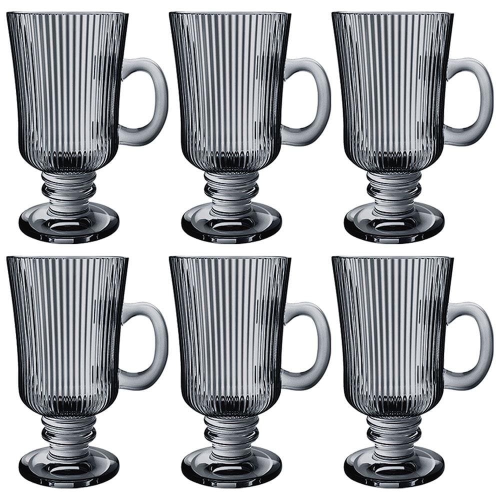 Conjunto com 6 Xícaras L'Hermitage Irish Coffee Cameratta em Vidro 230ml - Cinza