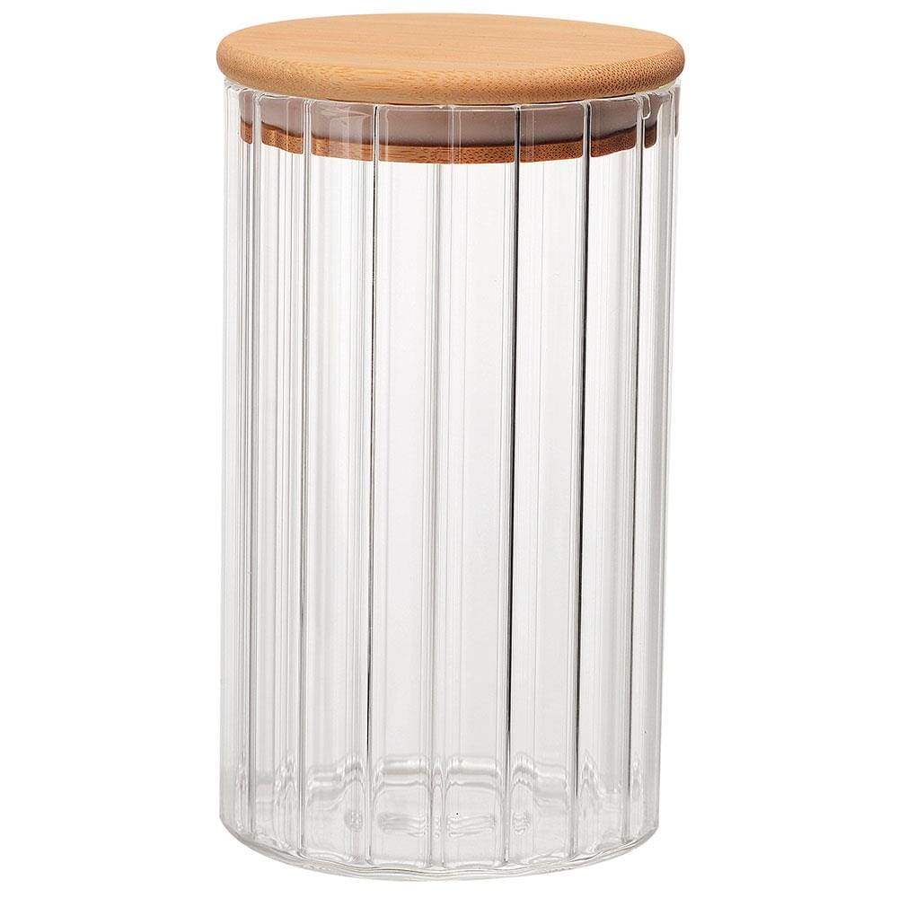 Porta Mantimento Canelado Dynasty em Vidro Borossilicato e Tampa em Bambu - 750ml