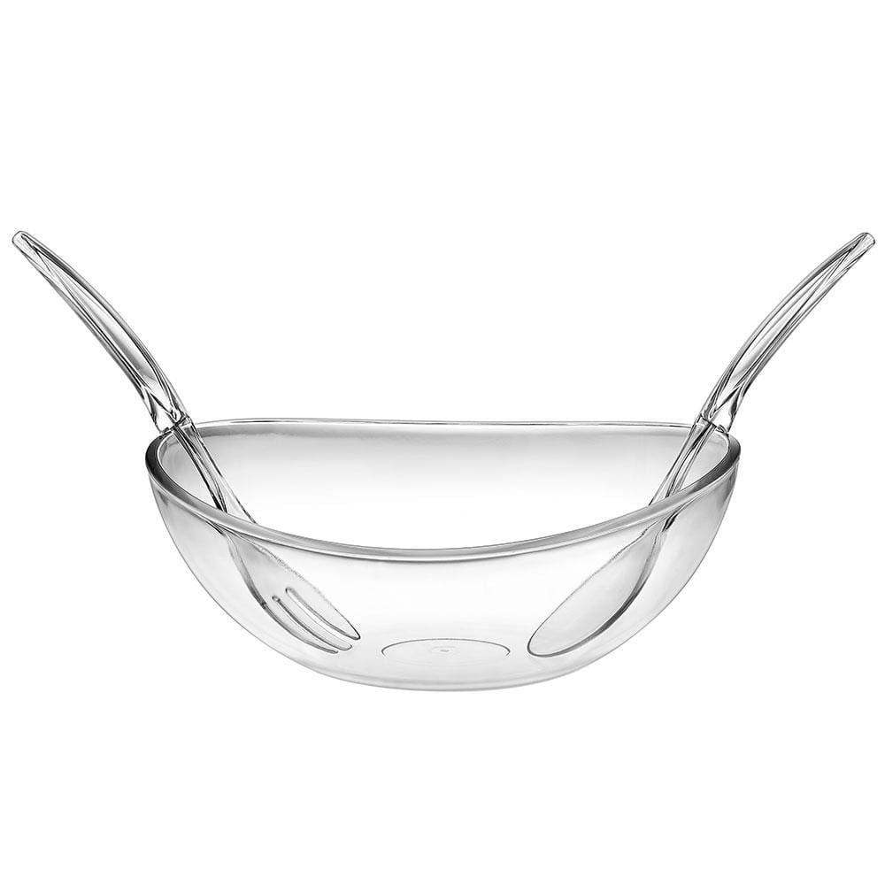 Saladeira L’Hermitage Breakfast em Acrílico 32 x 25 cm com 2 Talheres - Transparente