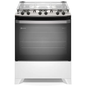 Fogão Electrolux 5 bocas Efficient FE5IB com Mesa Inox, PerfectCook, VaporBake e Acendimento Automático Bivolt – Branco