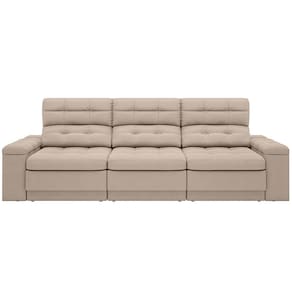 Sofá Retrátil Reclinável 4 Lugares DDS Next Brunello com Almofadas Fixas, Revestimento Velosuede e Espuma D26 - 230cm de largura