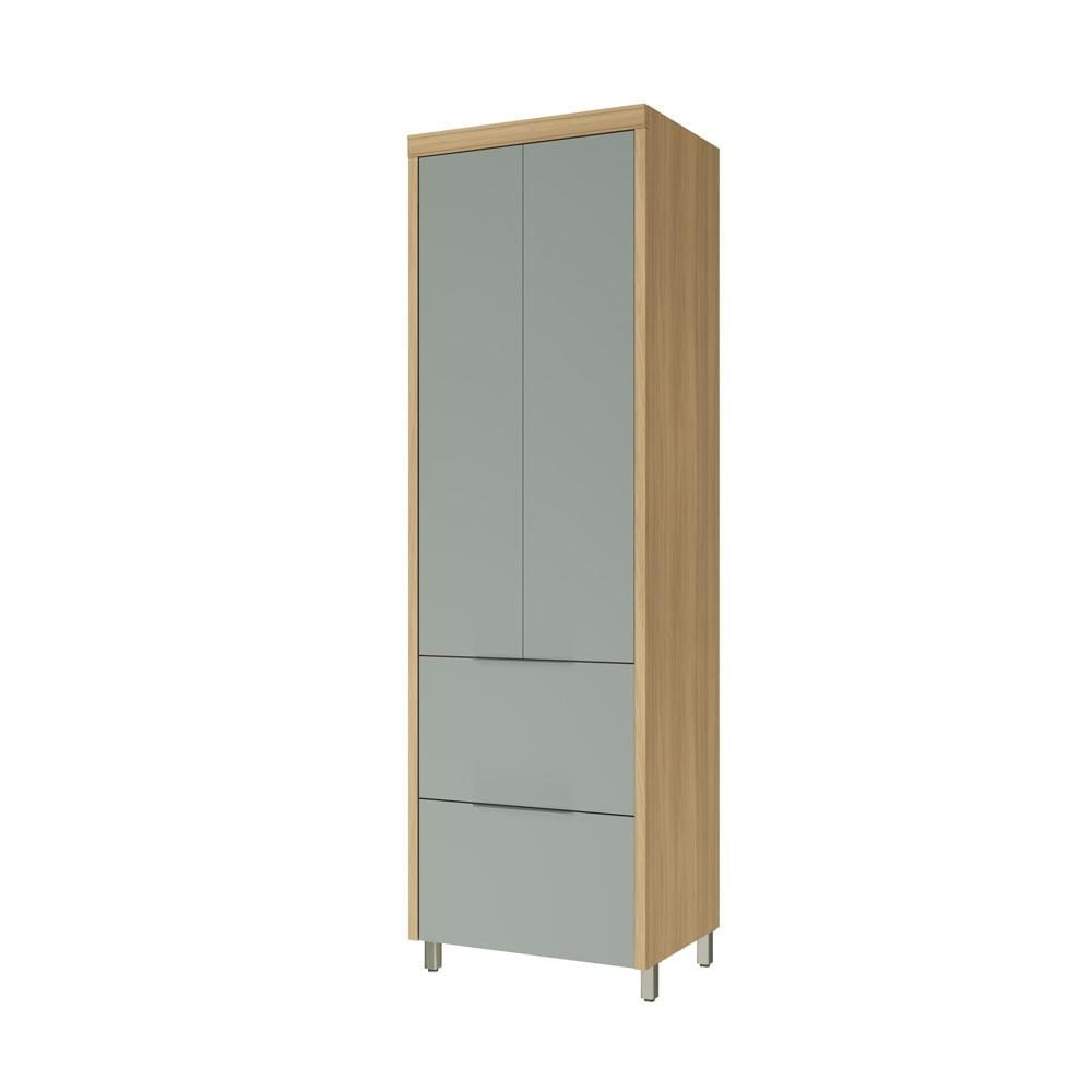 Paneleiro Nesher Marquesa em MDF 15mm com 2 Portas, 2 Gavetas e 3 Prateleiras - 70cm de largura - Nature/Verde