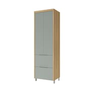 Paneleiro Nesher Marquesa em MDF 15mm com 2 Portas, 2 Gavetas e 3 Prateleiras - 70cm de largura - Nature/Verde
