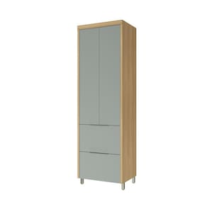 Paneleiro Nesher Marquesa em MDF 15mm com 2 Portas, 2 Gavetas e 3 Prateleiras - 70cm de largura - Nature/Verde