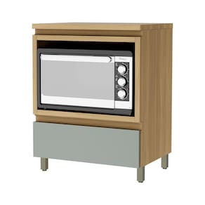 Balcão Nesher Rainha em MDF 15mm com Nicho para Micro-ondas, 1 Gaveta e 1 Prateleira - 70cm de largura