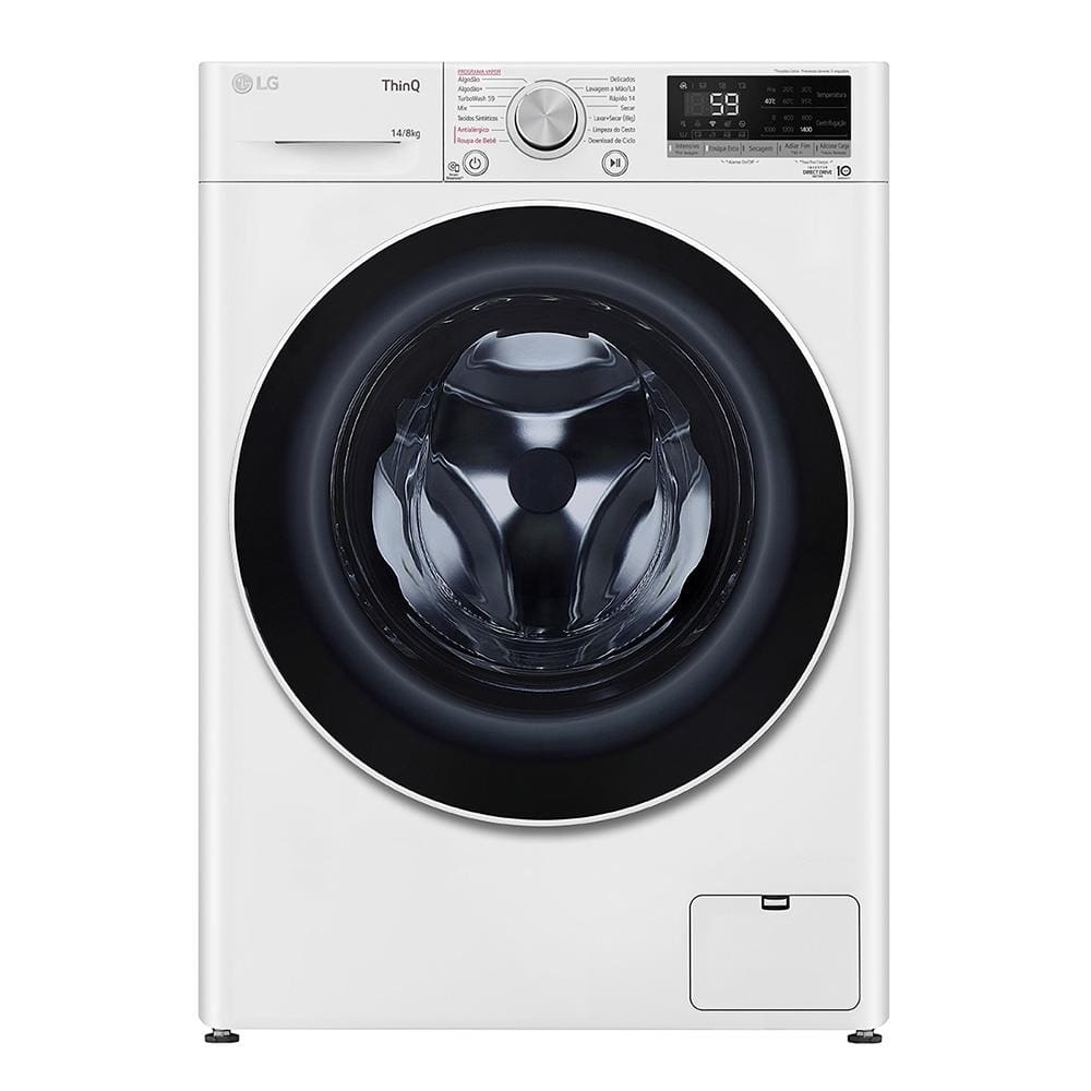 Lava e Seca LG 14Kg/8Kg Smart VC4 com Inteligência Artificial AI DD™ CV5014WC4 - Branca - 220V