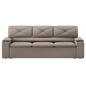 Sofá 3 lugares DDS Next Pop com Assento Retrátil e Encosto Reclinável em Velosuede com porta-copos - 205cm de Largura