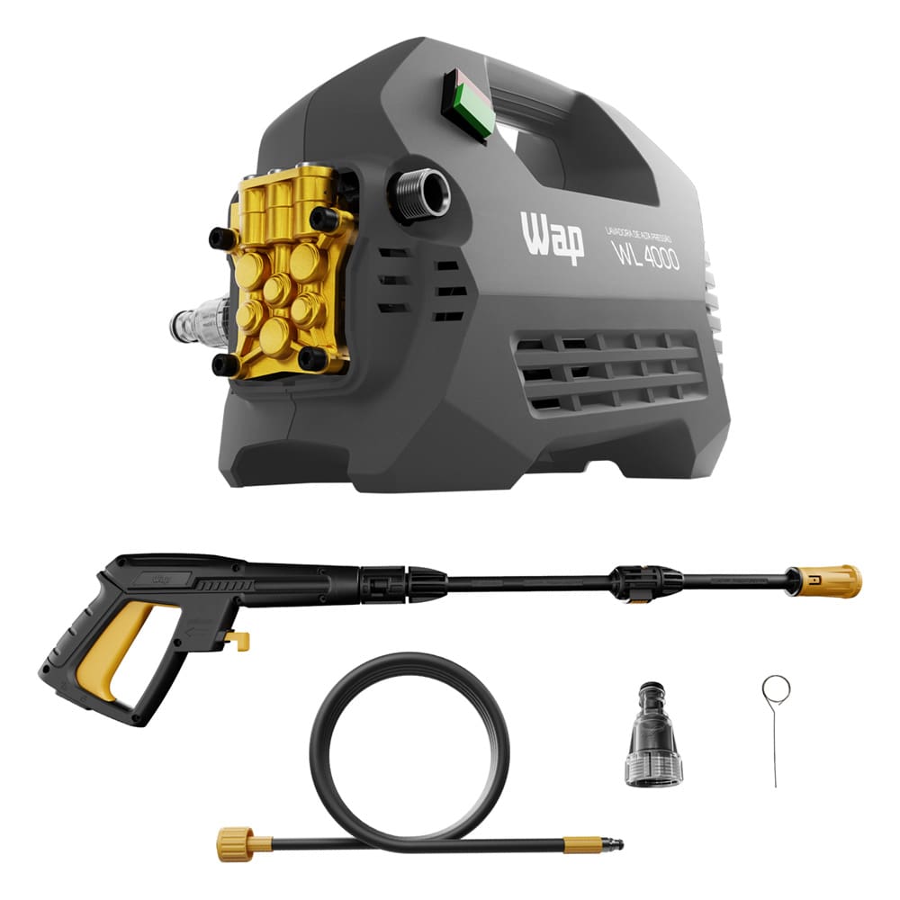 Lavadora de Alta Pressão WAP WL 4000 1950PSI 2000W Elétrica – Cinza e Amarelo