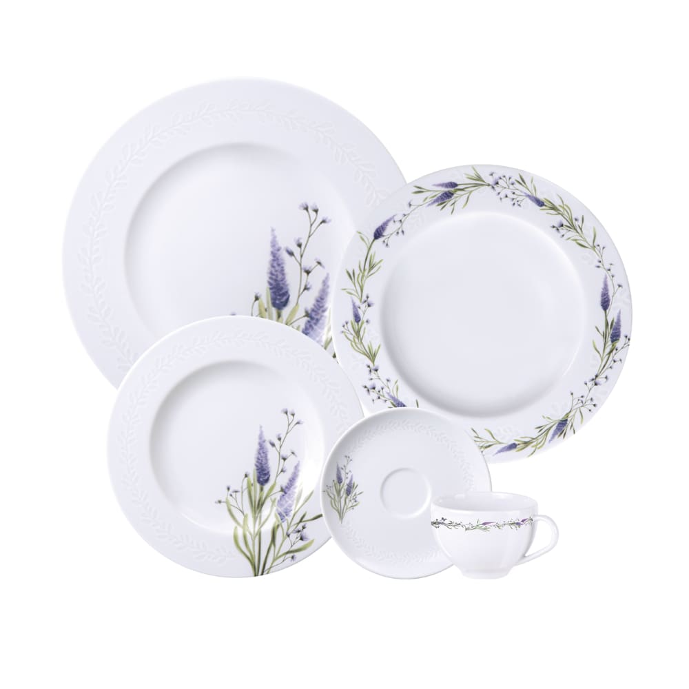 Aparelho de Jantar 20 peças Tramontina Lilla em Porcelana Decorada - Lilás