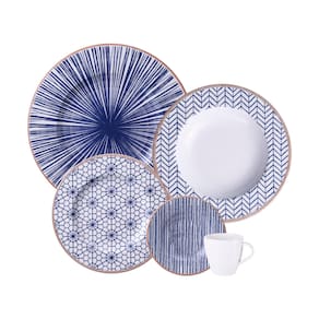 Aparelho de Jantar 20 peças Tramontina Abstratta em Porcelana Decorada - Azul