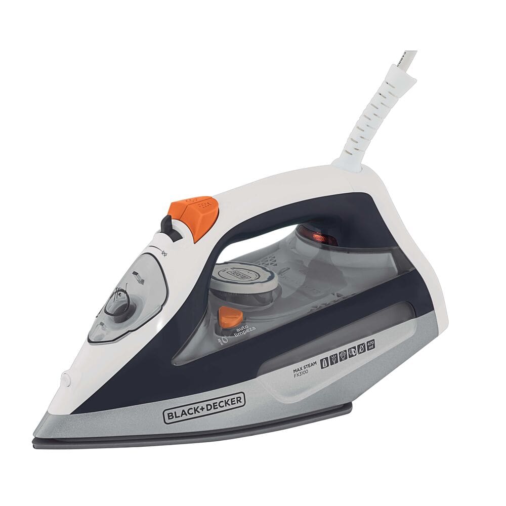 Ferro de Passar a Vapor Black Decker FX3100 com Sistema Antigotejamento - Branco e Cinza