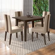 Mesa de Jantar Retangular Poliman Belle com 4 Cadeiras Revestidas em Suede