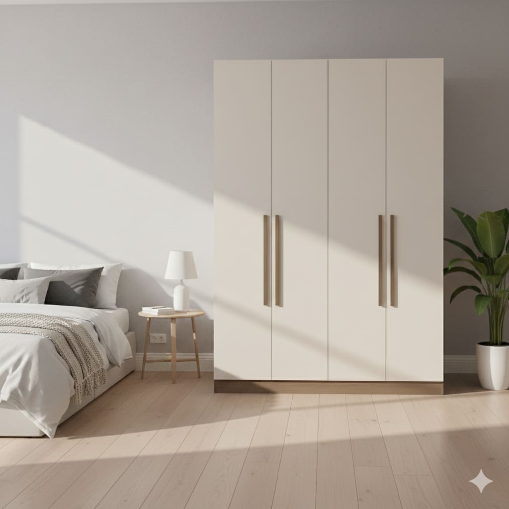 Guarda-Roupas Casal Bartira Lugano 4 Portas de Bater 3 Gavetas Internas MDP - 148cm de Largura